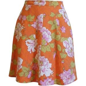 St. Johns Bay Petite 16P Orange Pink Floral Hibiscus A-Line Stretch Skirt 20in